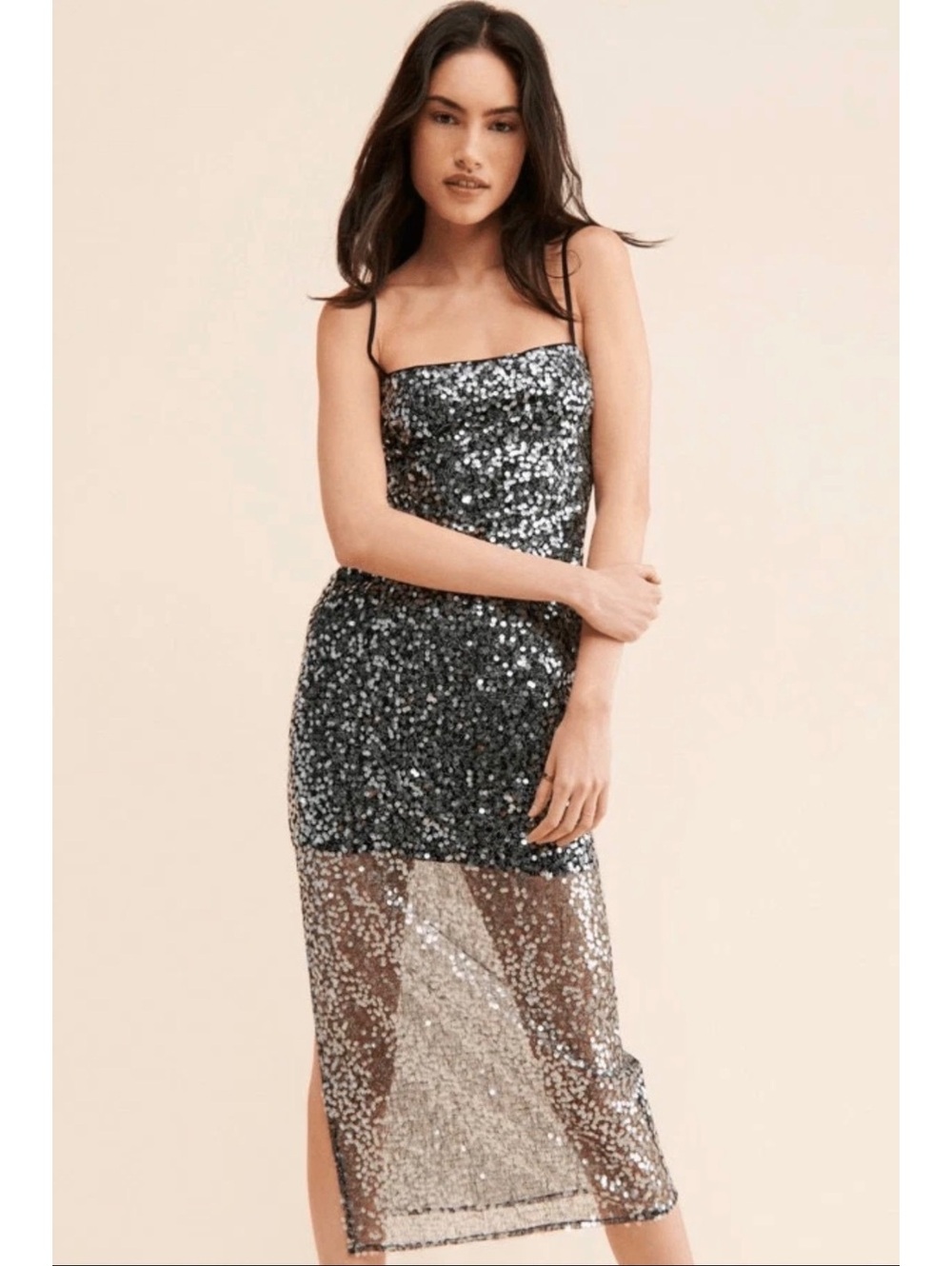 ASTR the label black/silver sequin dress - S